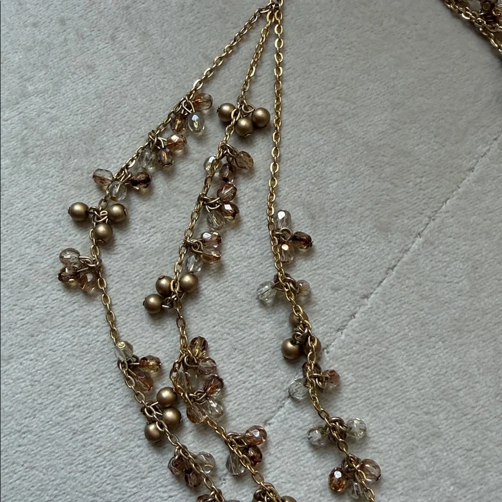 Elegant Gold and Brown Beaded multi strand Necklace